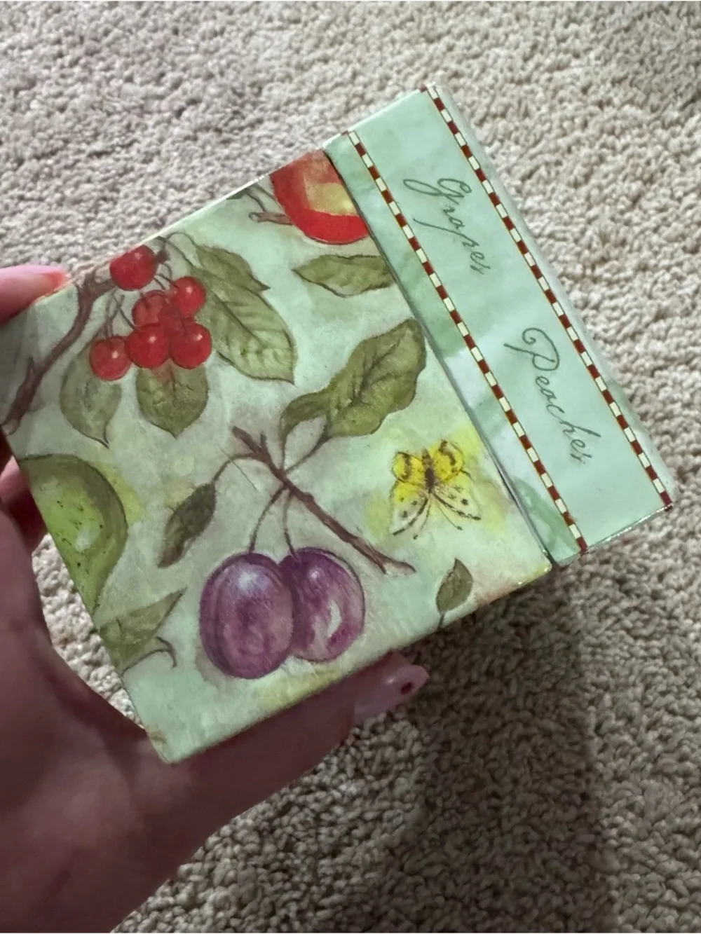 Vintage 1990s 2000s 3x5” Index Card Recipe Holder Box Pumpkins Fruits Apples